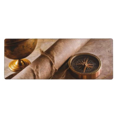 Large Extended Gaming Mouse Pad 30 X 12 in Non-Slip Rubber Base, Fun Compass and Ancient Map Print Desk Mat for Keyboard & Mouse, Office/Gaming Computer Accessories