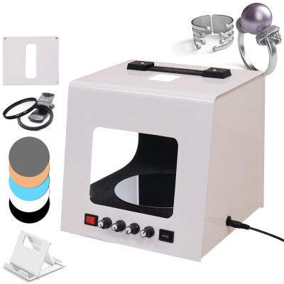 DUXMM Professional Jewelry Photography Light Box Kit,Smart Photography Turntable 20/30cm,with 360 Electric Rotating Feature, 4pcs Fill Lights-Adjustable Brightness,for Jewelry, Small Items TB300
