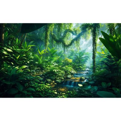 Tropical Jungle Forest Aquarium Background Foggy Deep Rainforest Tranquil Lake Fish Tank Background Lush Green Plants Leaves Terrarium Backgrounds Fantasy Forests Reptile Tank Backgrounds 36x24in