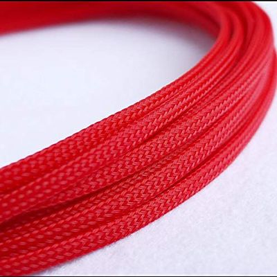 10M Expandable PET Cable Sleeves - Flat Tight Braided Wire Snakeskin Cord Protector for Various Cable Sizes(Red,12mm)
