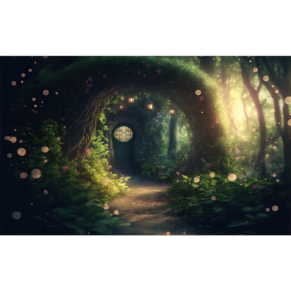 Fantasy Fair Forest Aquarium Background Tropical Jungle Cute House Fish Tank Background Foggy Rainforest Trees Green Meadow Terrarium Backgrounds Deep Forest Reptile Tank Enclosure Backgrounds 36x18in