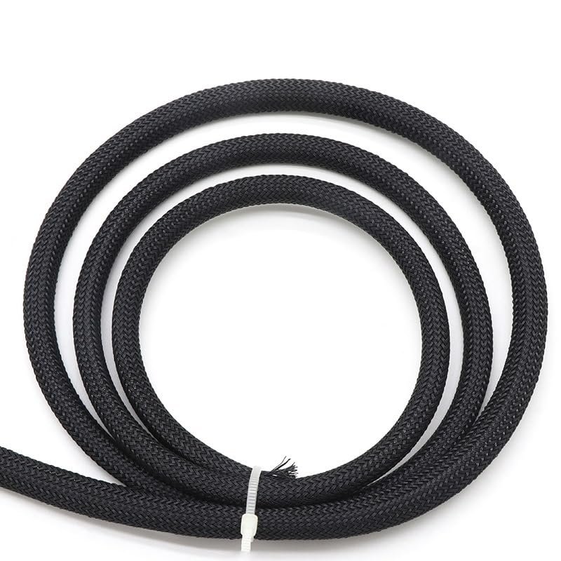 4mm PET Expandable Cable Sleeve - High Density Braided Wire Protection Sheath for Cables and Wires(Black,2M)