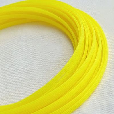 10M Expandable PET Cable Sleeves - Flat Tight Braided Wire Snakeskin Cord Protector for Various Cable Sizes(UV Yellow,10mm)