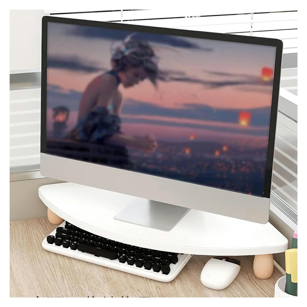 YHJCMBWLBBSH Triangle Wood Monitor Stand Riser, Corner Monitor Stand Office Corner Monitor Stand Wooden, Computer Holder For Living Room, Triangular Desk Shelf(White)