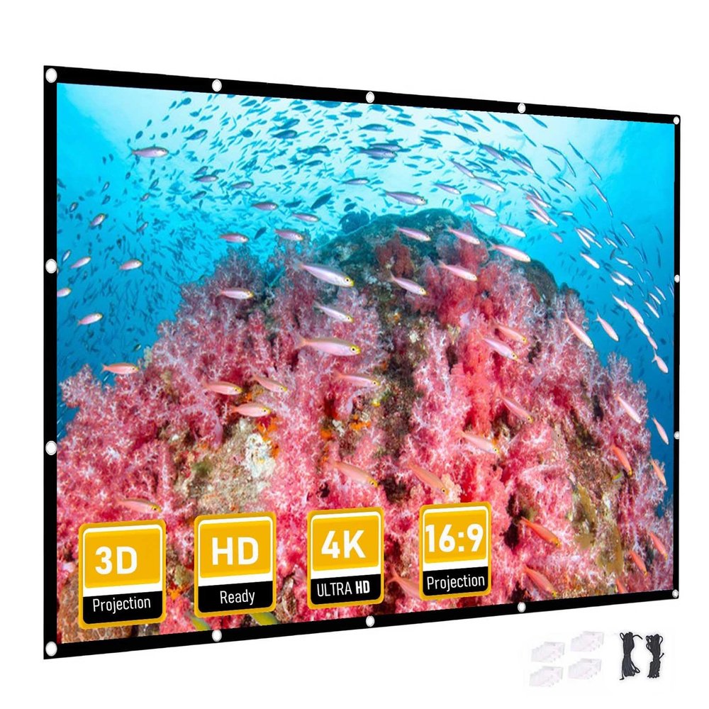 60-250 Inch Indoor Outdoor Portable Projector Screen, 16:9 Foldable Anti-Crease Washable Soft Projection Movie Screen with Bag for Home Theater, Camping(60 inch 16: 9)