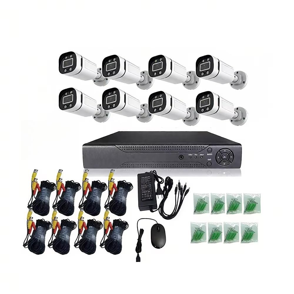 8CH 1080P Security Camera System DVR 5MP Indoor Outdoor IP66 Weatherproof Bullet CCTV Cameras with IR Night Vision LEDs, Easy Remote Access,Home Surveillance System (8CH,2MP)
