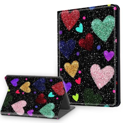 Case for 7" Kindle Paperwhite 12th Generation 2024 and Kindle Colorsoft, Multi-Angle Viewing Leather Smart Stand Back Cover with Auto Sleep Wake, Colorful Hearts