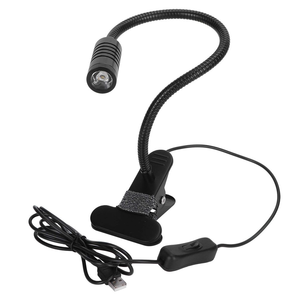 Spryflower Reading on, 360 Flexible Neck Lamp, USB Powered Clamp with Aluminum Alloy Base, Gooseneck for Bedside, Desk, Headboard, Warm for Night Reading