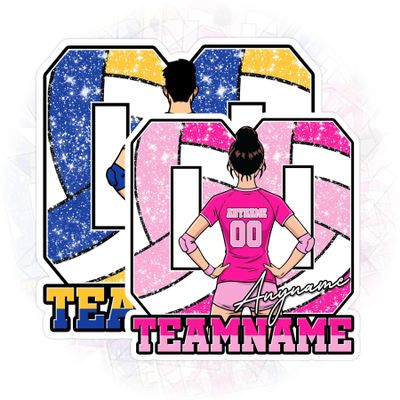Custom Volleyball Name Sticker Personalized Text Number Sport Ball Player Team Member Decal Waterproof Die Cut Vinyl & Transparent DTF Decal for Water Bottle Laptop Car Helmet Gifts for Male Female