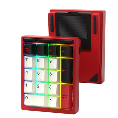 BOYI Y17 Aluminum Mechanical Numpad,Wireless RGB Numeric Keypad,Quick Release Number Pad,Bluetooth 5.0/2.4G/Type-C Tri-Mode Hot Swap 17 Keys PBT Keycap Macro Keypad for Laptop/PC/TKL Keyboards(Red)