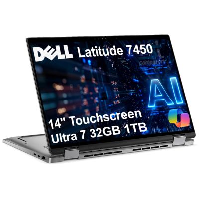 Dell Latitude 7450 7000 2-in-1 Business AI PC Laptop (14" FHD+ Touchscreen, Intel 12-Core Ultra 7 165U vPro (> i7-1365U), 32GB DDR5, 1TB SSD), Thunderbolt 4, IR Webcam, Wi-Fi 7, 3-Yr WRT, Win 11 Pro