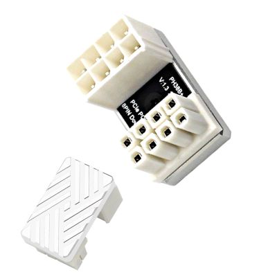 IYUANEPRO ATX 8 PIN PCIe GPU Power Adapter, 180 Degree U-Turn Angled Connector, Aluminum Heat Dissipation Design for Graphics Cards (Type B) White