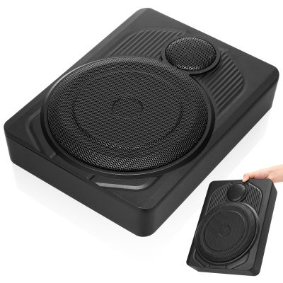 Angoily underseat subwoofer: 10 Inch Under Seat Powered Car Subwoofer with Built-in Amplifier & Light for Car Truck Audio Systems