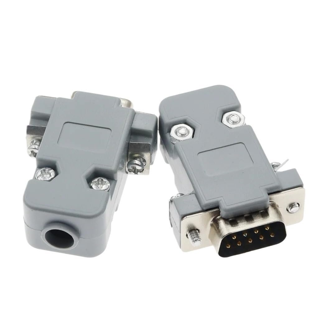 5PCS RS232 Serial Port Connector DB9 Female Male Socket Plug Connector 9pin Copper RS232 Socket Adapter Plastic Shell(DB9 Male Head)