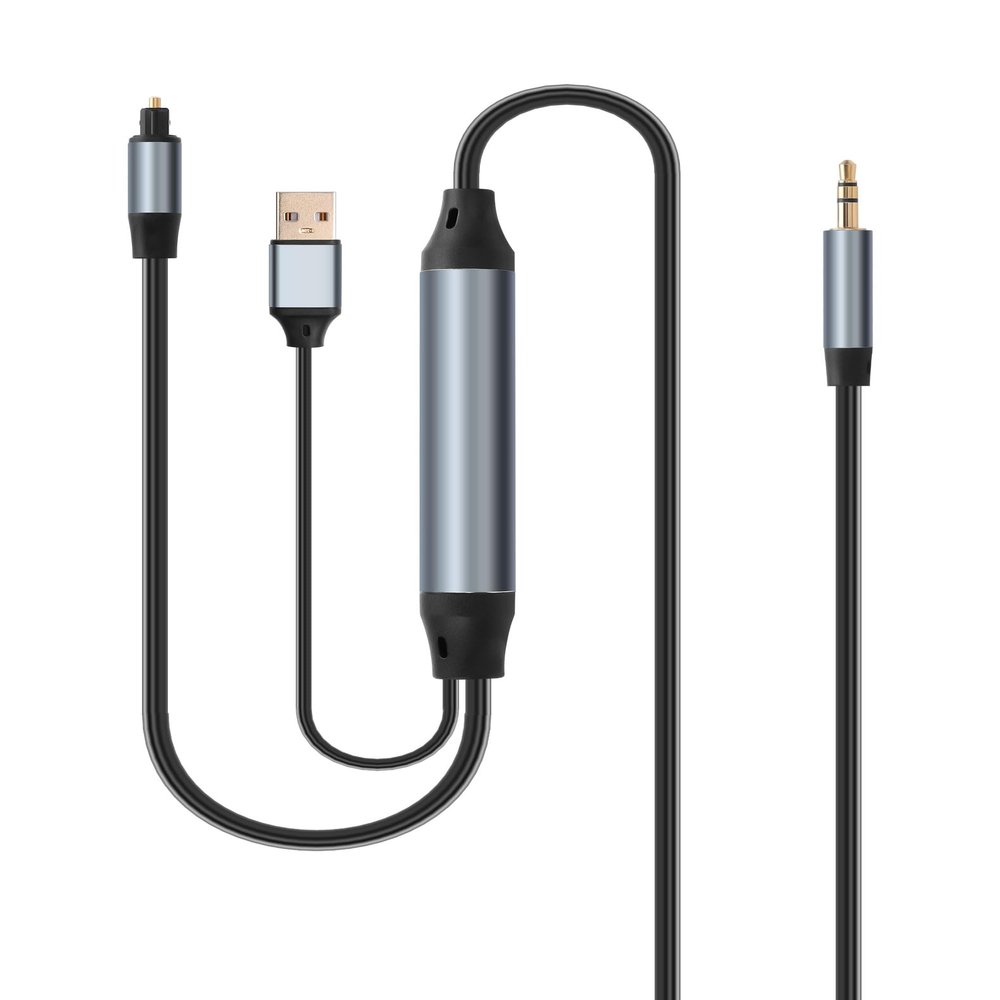 CERRXIAN Toslink Optical SPDIF to 3.5mm AUX Audio Adapter Cable 6 Ft, 24bit / 192KHz SPDIF Digital Fiber Optic to Analog Converter with USB - 6FT Power NOT AUX to Optical