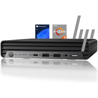 HP Elite 805(6 Core 12 Threads), Ultra-Quiet Design, Dual 4K Display Support, USB-C, Bluetooth 5.2, Wi-Fi 6, Keyboard and Mouse, Windows 11 Pro (AMD Ryzen 5, 64GB RAM | 2TB SSD)