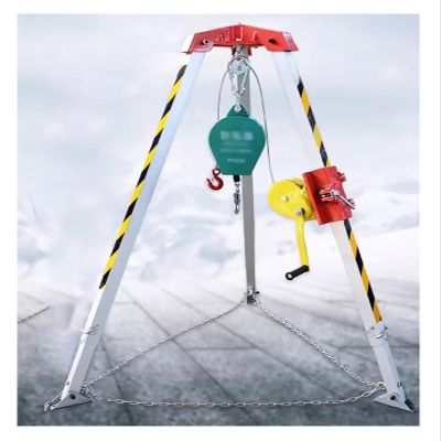 Portable Emergency Rescue Tripod Kit - Adjustable 7FT Legs, 98FT Safety Cable, Fall Protection for Tunnels, Pipelines, Wellheads - Essential Hoisting Equipment