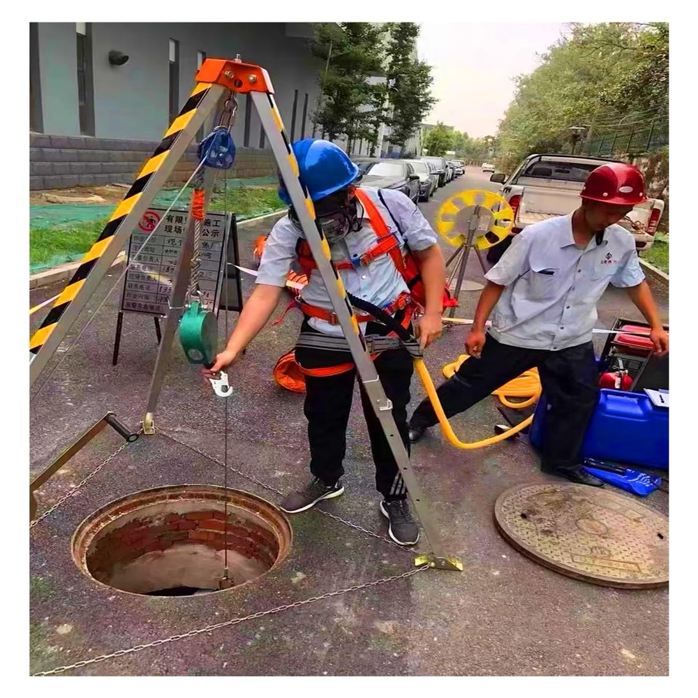 Heavy Duty Emergency Rescue Tripod System for Manholes, Wells & Sewers - 1800LBS Winch for Commercial Safety & Lifting Equipment - Life-Saving Rescue Gear
