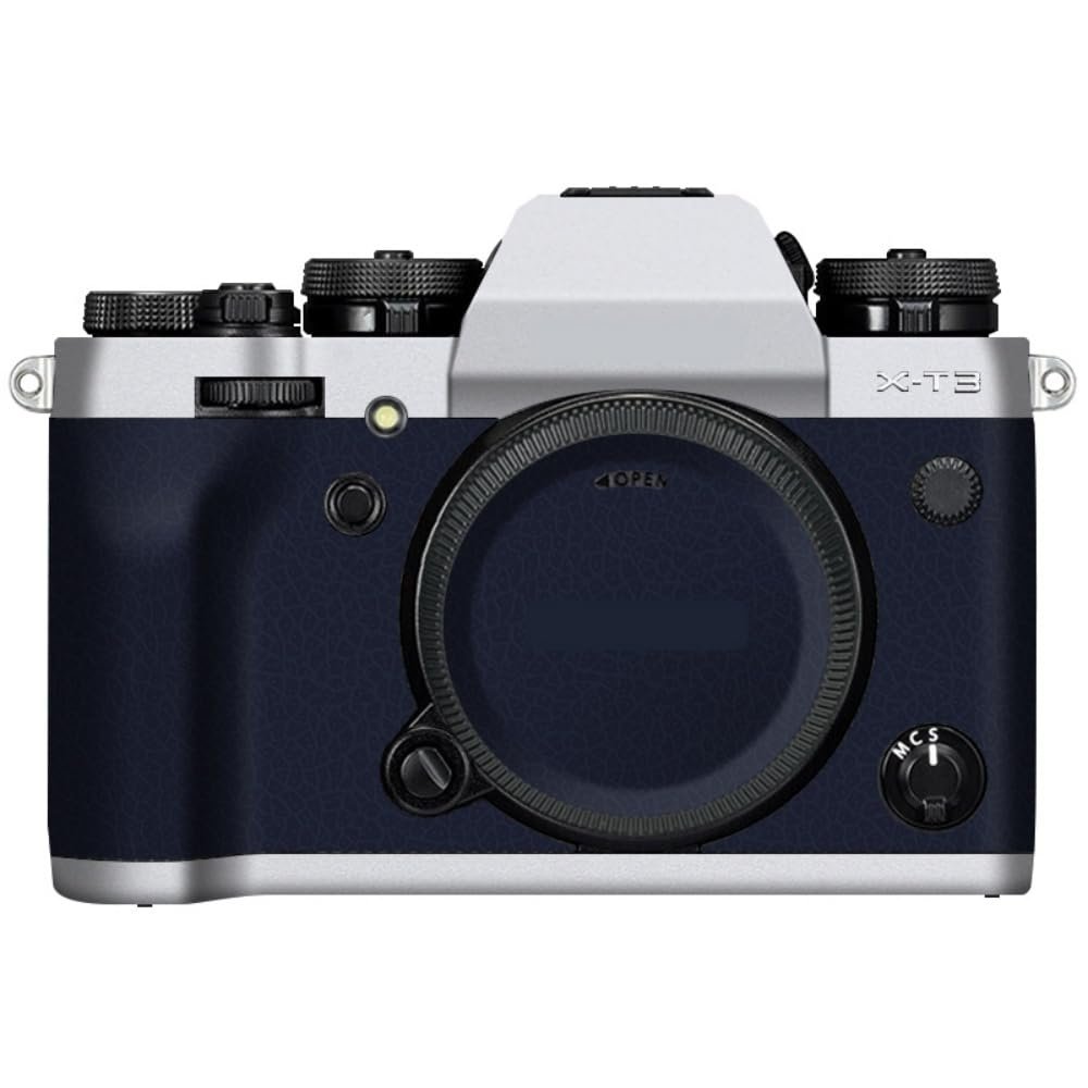 X-T3 Anti-Scratch Camera Cover Skin Sticker for FujiFilm X-T3 Camera Protector Film Skin Decals XT3 (Transparent+Leather Blue)
