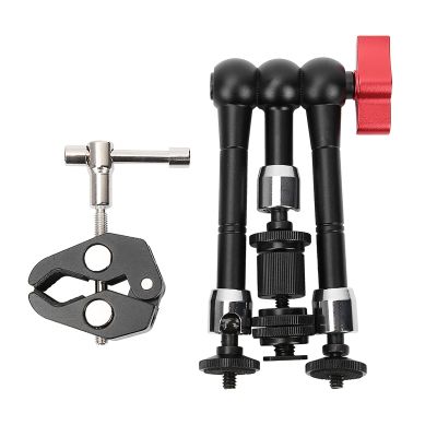 11" Articulating Friction Arm with Clamp, Camera Arm, Camera Accessory with 360 Head and Cold Shoe Mount, for SLR Cameras Microphone and More, Load 10KG
