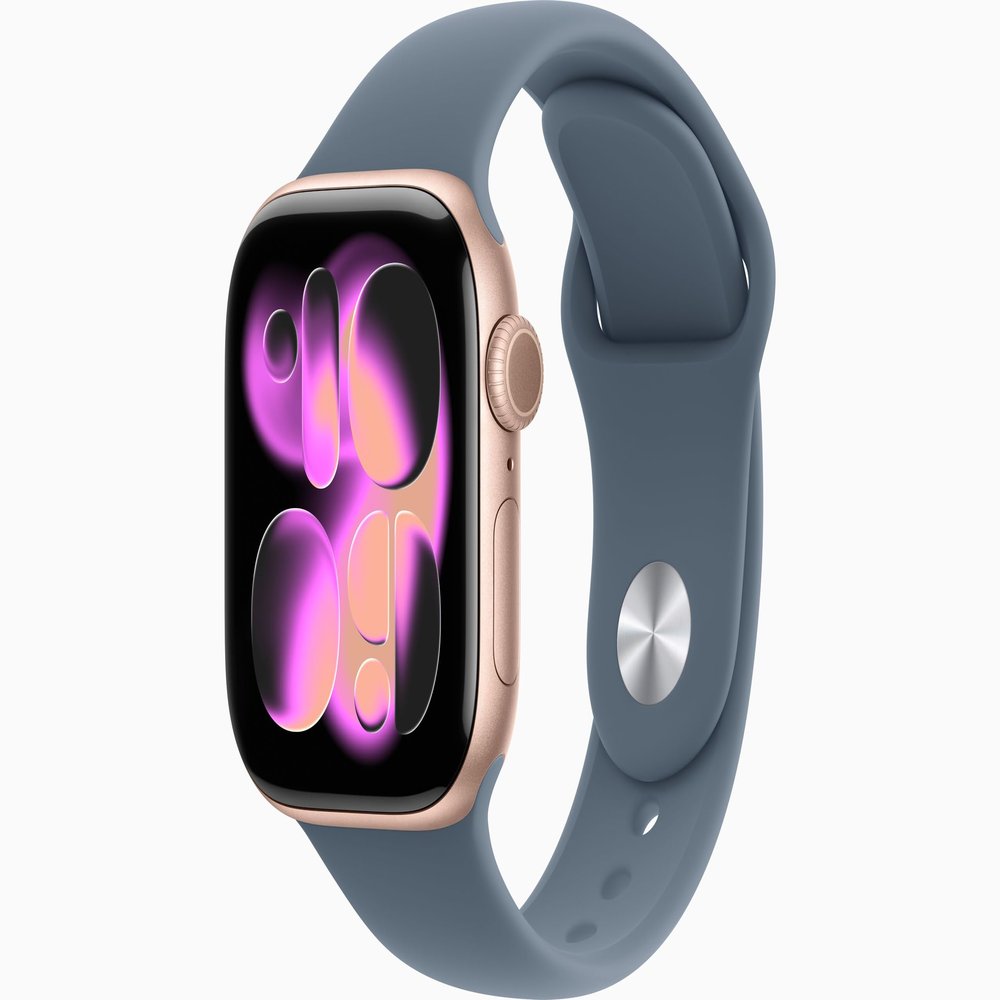 Apple Watch Series 11 [GPS + Cellular, 42mm] Rose Gold Aluminum Case with Anchor Blue Sport Band, S/M (Renewed)