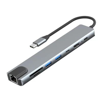 USB C Hub Ethernet HDMI Adapter, 8 in 1 Docking Station with 4K HDMI, RJ45