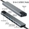 USB C Hub Ethernet HDMI Adapter, 8 in 1 Docking Station with 4K HDMI, RJ45 view 3