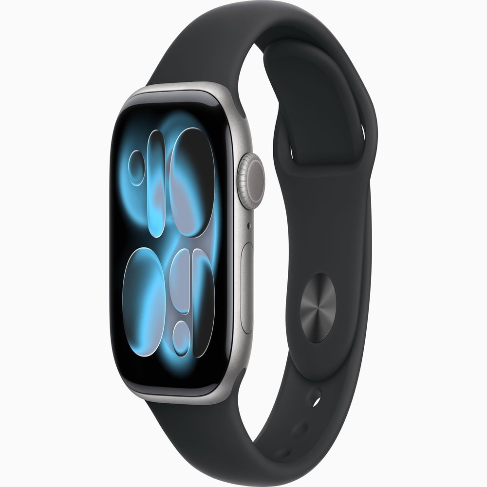 Apple Watch Series 11 [GPS + Cellular, 42mm] Space Gray Aluminum Case with Black Sport Band, M/L (Renewed)