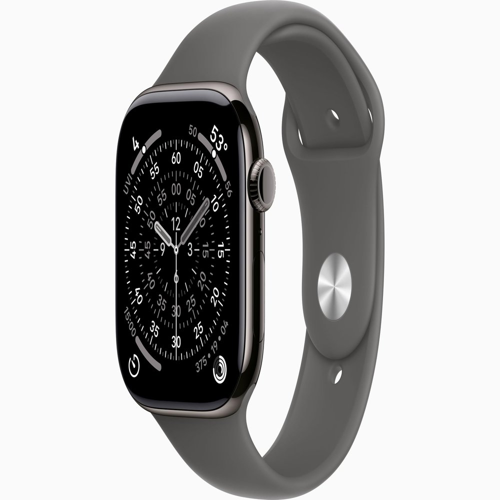 Apple Watch Series 11 [GPS + Cellular, 46mm] Slate Titanium Case with Stone Gray Sport Band, M/L (Renewed)