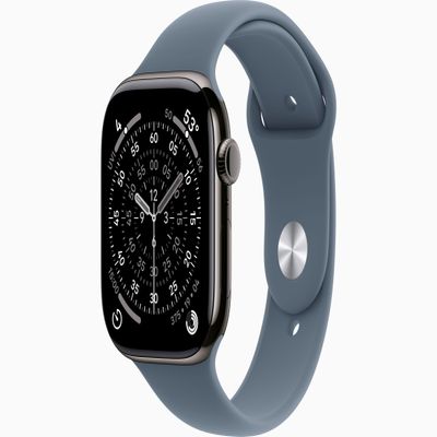 Apple Watch Series 11 [GPS + Cellular, 46mm] Slate Titanium Case with Anchor Blue Sport Band, M/L (Renewed)