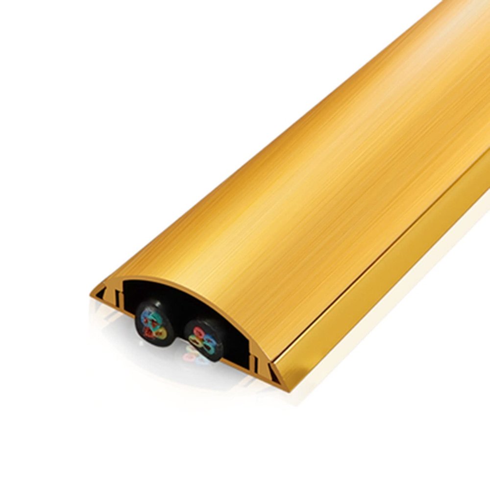 Cord Hider,Stainless Steel Overfloor Cord Protector, Self Adhesive Cable Raceway(Gold,No.3)