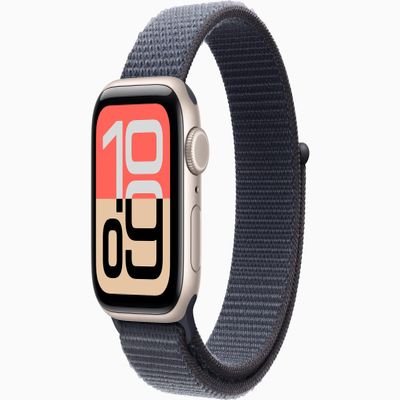Apple Watch SE 3 [GPS, 40mm] Starlight Aluminum Case with Anchor Blue Sport Loop Band, One Size (Renewed)