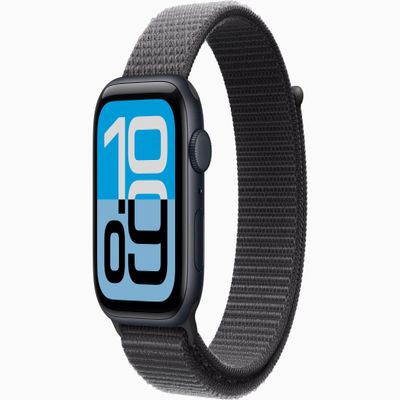 Apple Watch SE 3 [GPS, 44mm] Midnight Aluminum Case with Dark Gray Sport Loop Band, One Size (Renewed)