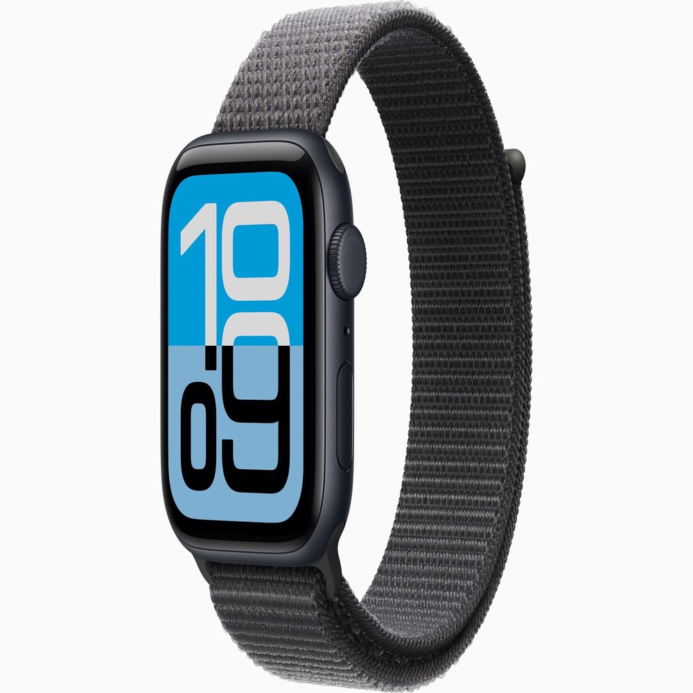 Apple Watch SE 3 [GPS, 44mm] Midnight Aluminum Case with Dark Gray Sport Loop Band, One Size (Renewed)
