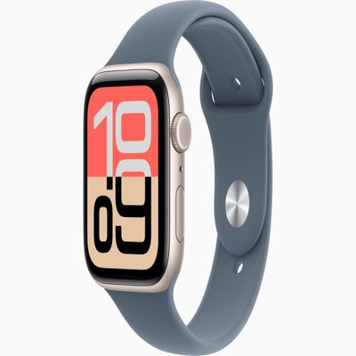 Apple Watch SE 3 [GPS + Cellular, 44mm] Starlight Aluminum Case with Anchor Blue Sport Band, M/L (Renewed)