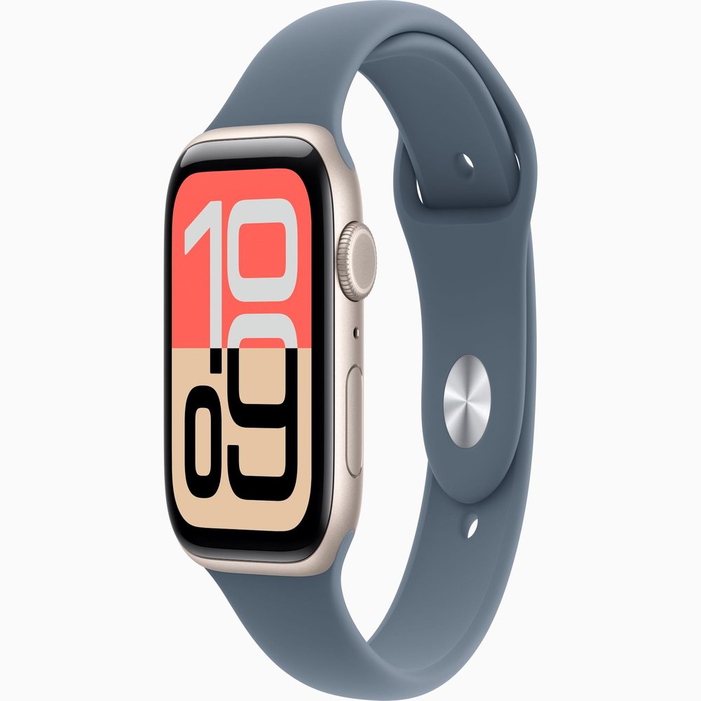 Apple Watch SE 3 [GPS + Cellular, 44mm] Starlight Aluminum Case with Anchor Blue Sport Band, M/L (Renewed)