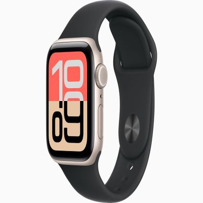 Apple Watch SE 3 [GPS + Cellular, 40mm] Starlight Aluminum Case with Black Sport Band, S/M (Renewed)