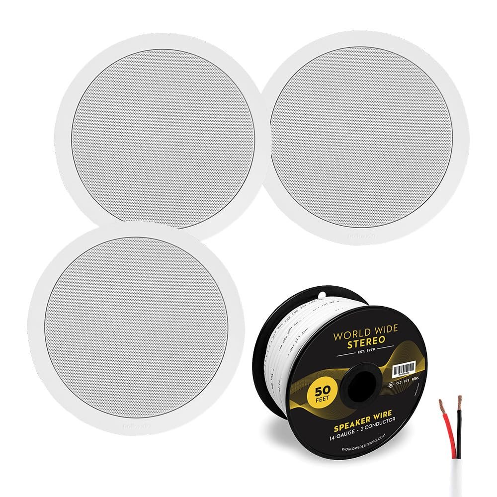 Polk Audio MC 60 6.5 Inch in Ceiling Speaker Cable Bundle (3 Pack)