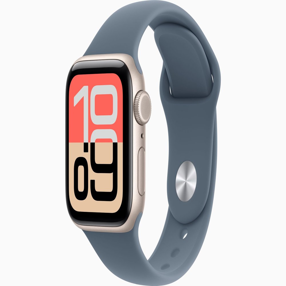 Apple Watch SE 3 [GPS, 40mm] Starlight Aluminum Case with Anchor Blue Sport Band, S/M (Renewed)