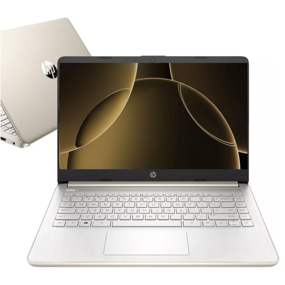 HP Slim & Powerful 16GB RAM Laptop 1-Year Free Microsoft 365, Fast Intel Core, 1.1TB Storage (64GB SSD with 64GB External and 1TB Cloud Storage) - Win 11 w/o Earbuds (Pale Gold)