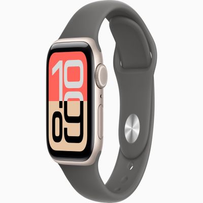 Apple Watch SE 3 [GPS + Cellular, 40mm] Starlight Aluminum Case with Stone Gray Sport Band, M/L (Renewed)