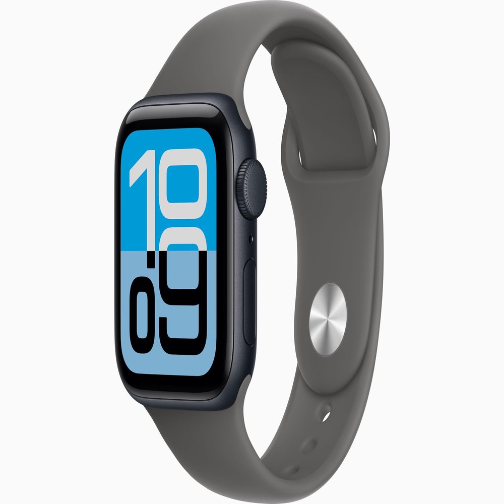 Apple Watch SE 3 [GPS, 40mm] Midnight Aluminum Case with Stone Gray Sport Band, M/L (Renewed)