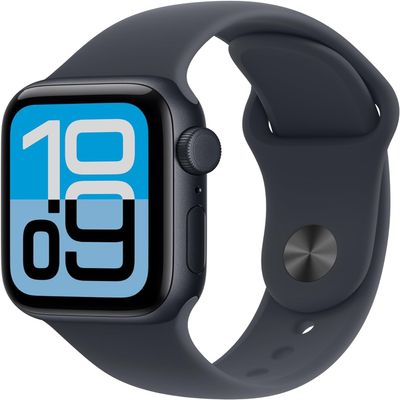 Apple Watch SE 3 [GPS + Cellular, 44mm] Midnight Aluminum Case with Black Sport Band, S/M (Renewed)