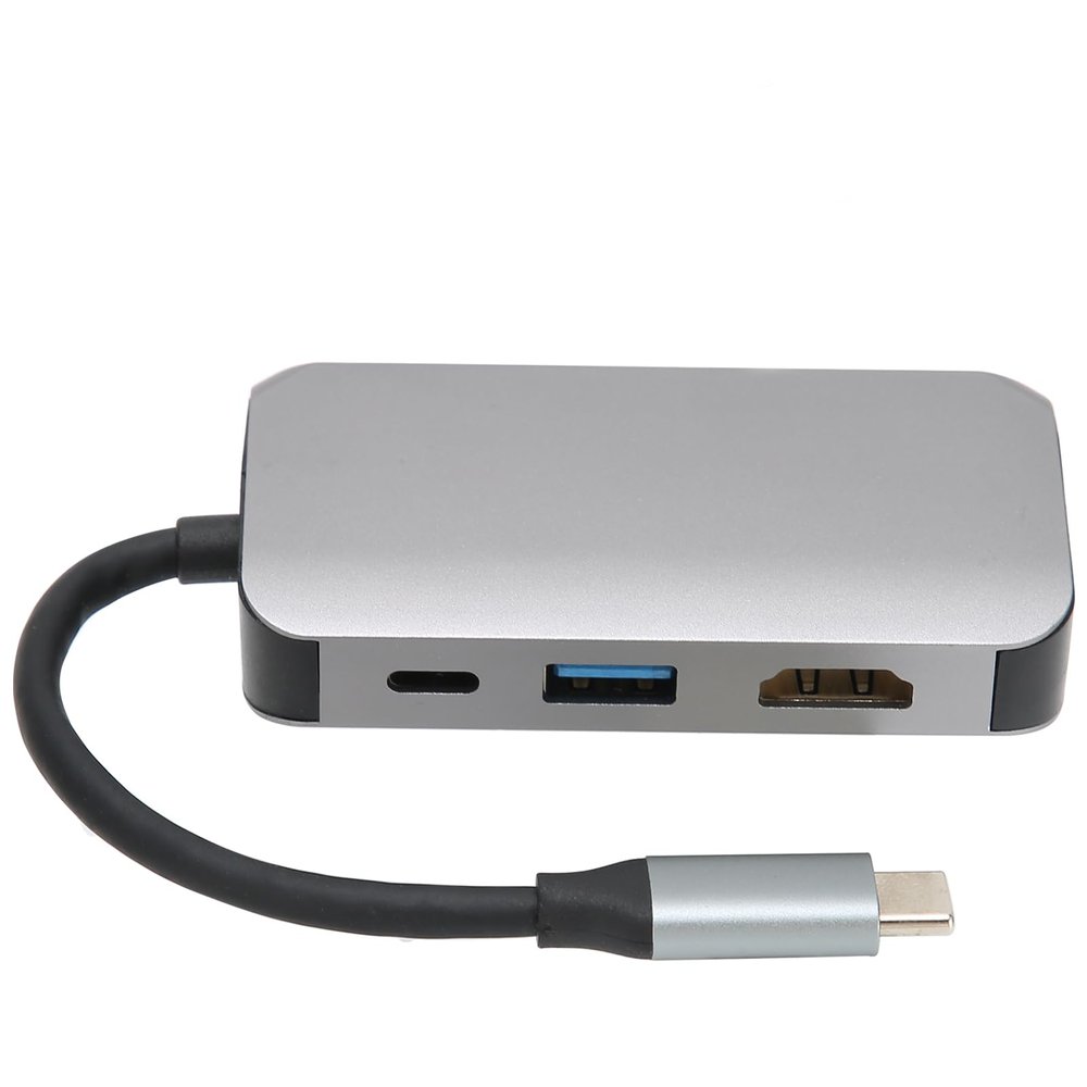 4 in 1 Type C Docking Station, USB C Hub with 4K, 1080P, USB 30. and PD 60W Charging, Portable Aluminum Alloy Adapter for Laptop, Phone, TV and