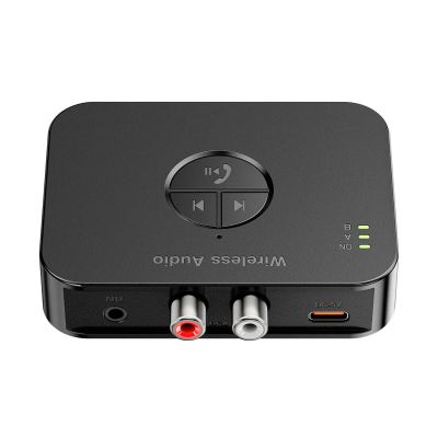 Wireless BT5.4 Receiver Stereo Audio Adapter with RCA AUX Type-C USB Ports Support MP3 FLAC WAV WMA Formats Up to 65 FT