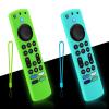 2-Pack Glowing Remote Cover for Insignia/Toshiba Smart TV Remote Controls, Anti-Slip Silicone Protective Case with Lanyard, Glow Green + Glow Blue GITD! view 1