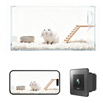 2K HD WiFi Pet Camera for Rabbits, 140 Wide-Angle Anti-Glare Lens, Night Vision, Two-Way Audio, AI Motion Alerts, Easy Install & 24/7 Recording for Bunny Cages & Playpens