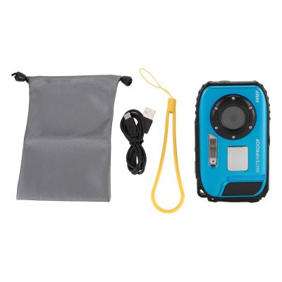 Diving Camera with 48MP, 2.4 Inch Color Screen, 1080P Video, 5M, 32GB Memory Card - Anti Shake, Face Recognition, While Charging, Ideal for Underwater Adventu (Blue)