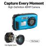 Diving Camera with 48MP, 2.4 Inch Color Screen, 1080P Video, 5M, 32GB Memory Card - Anti Shake, Face Recognition, While Charging, Ideal for Underwater Adventu (Blue) view 2