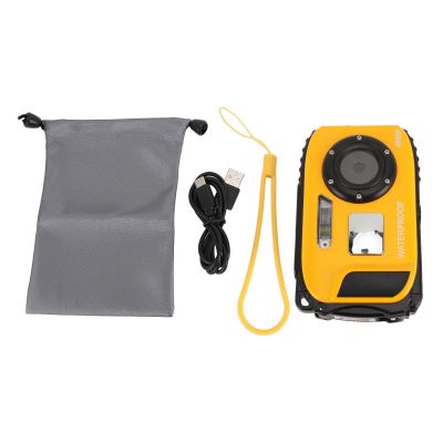 Diving Camera with 48MP, 2.4 Inch Color Screen, 1080P Video, 5M, 32GB Memory Card - Anti Shake, Face Recognition, While Charging, Ideal for Underwater Adventu (Yellow)